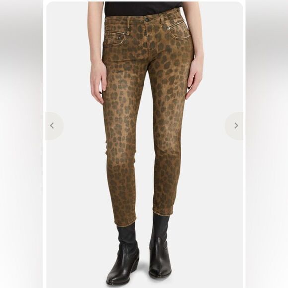 R13 Late Skinny Leopard Print Jeans Mob Wife - Picture 1 of 7